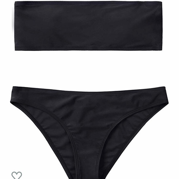 Strapless Horizontal Stripe Bandeau Bikini Suit - Picture 1 of 4